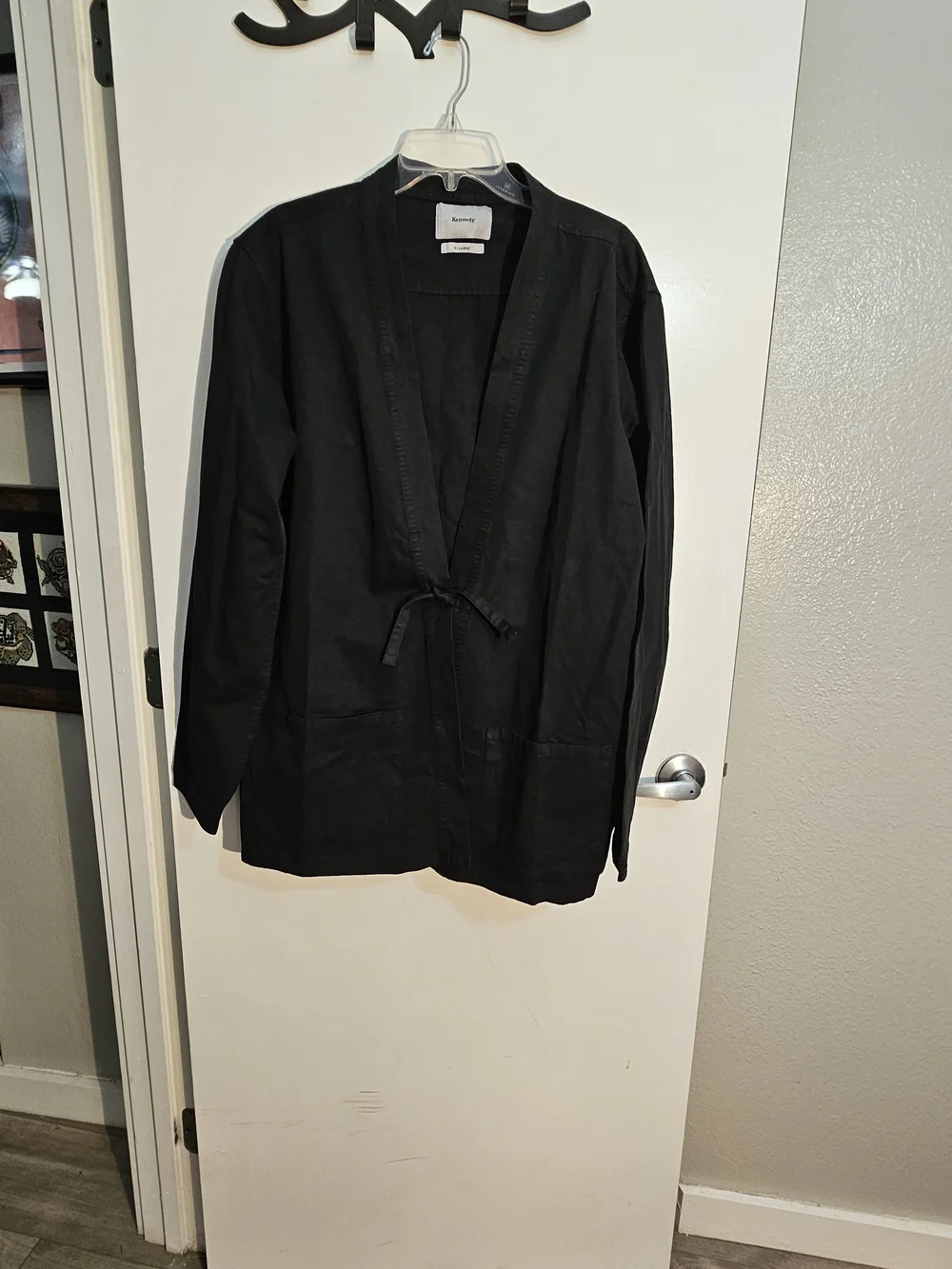 NWT Kennedy Black Kimono Cardigan Tie Noragi Jacket XL  Brand New With Tags